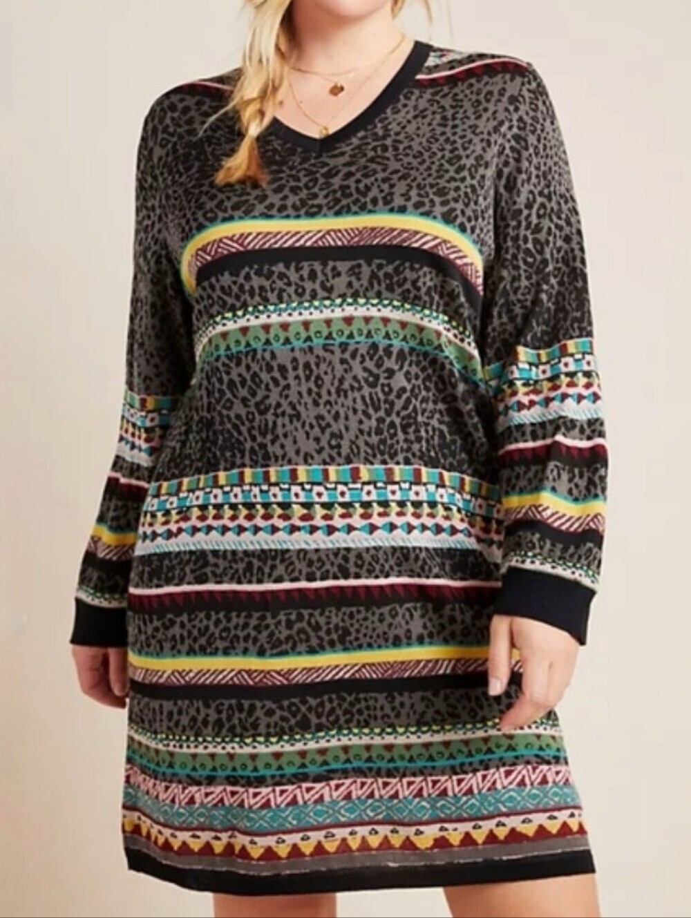 Aldomartins Striped Animal Print Dress